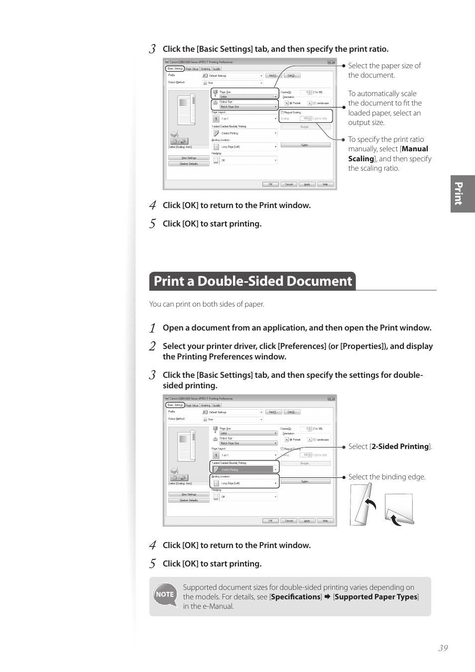 Print a double-sided document, Print a double-sided document …………………………………… 39 | Canon FAXPHONE L190 User Manual | Page 39 / 100