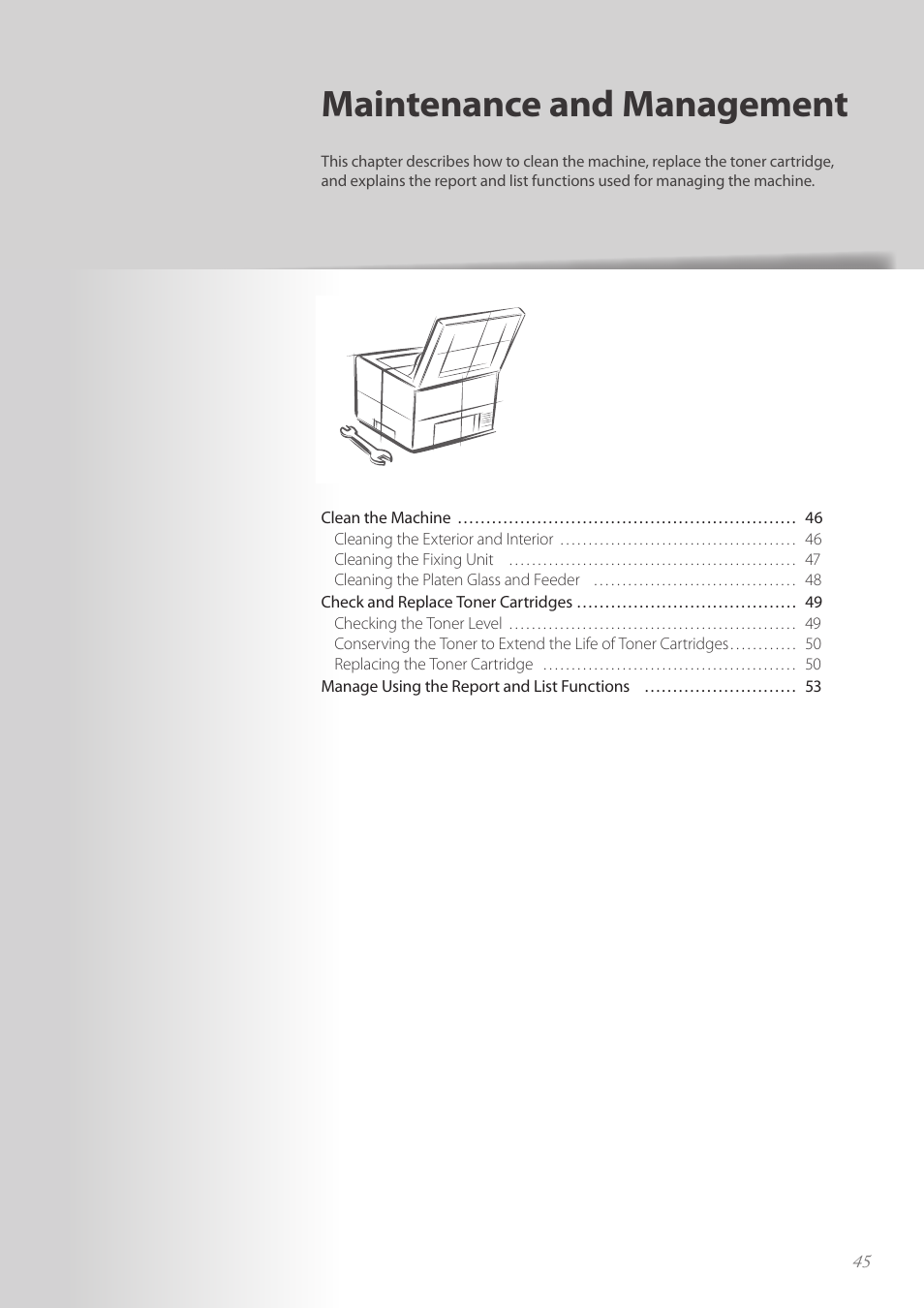 Maintenance and management | Canon FAXPHONE L190 User Manual | Page 45 / 100