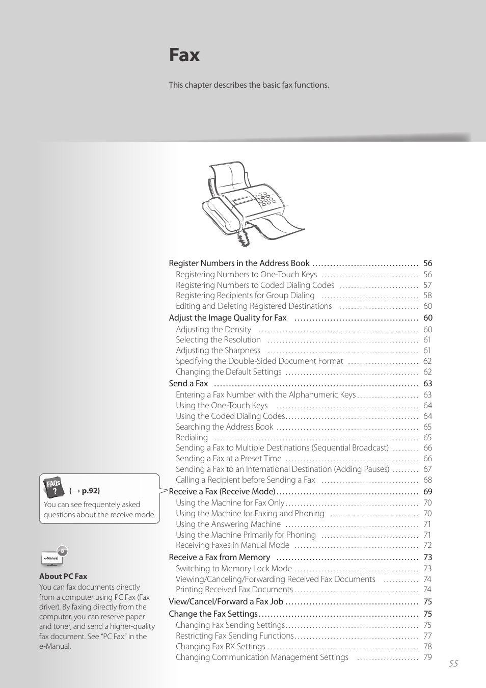 Canon FAXPHONE L190 User Manual | Page 55 / 100