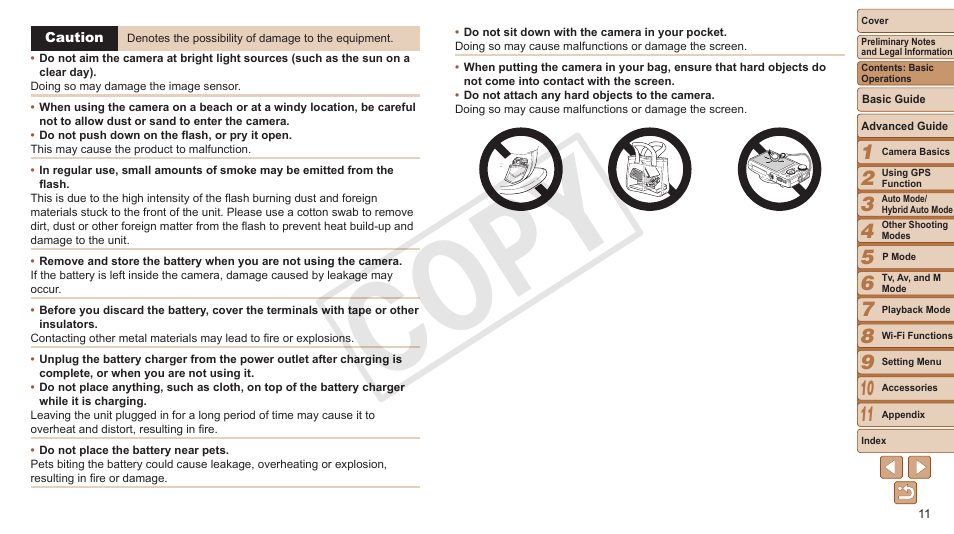 Cop y | Canon PowerShot SX280 HS User Manual | Page 11 / 198