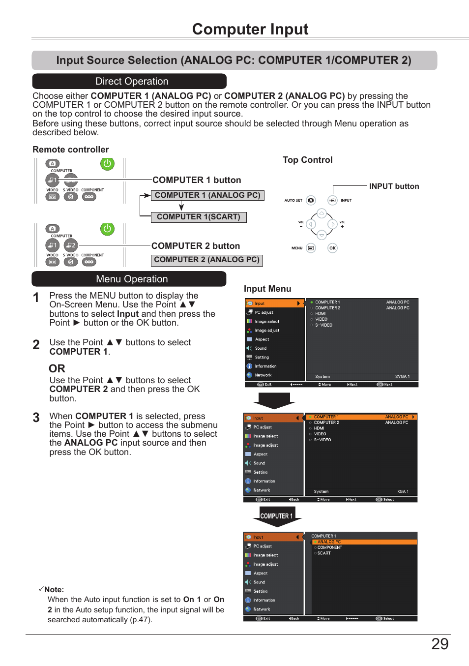 Computer input, Basic operation | Canon LV-8320 User Manual | Page 29 / 81