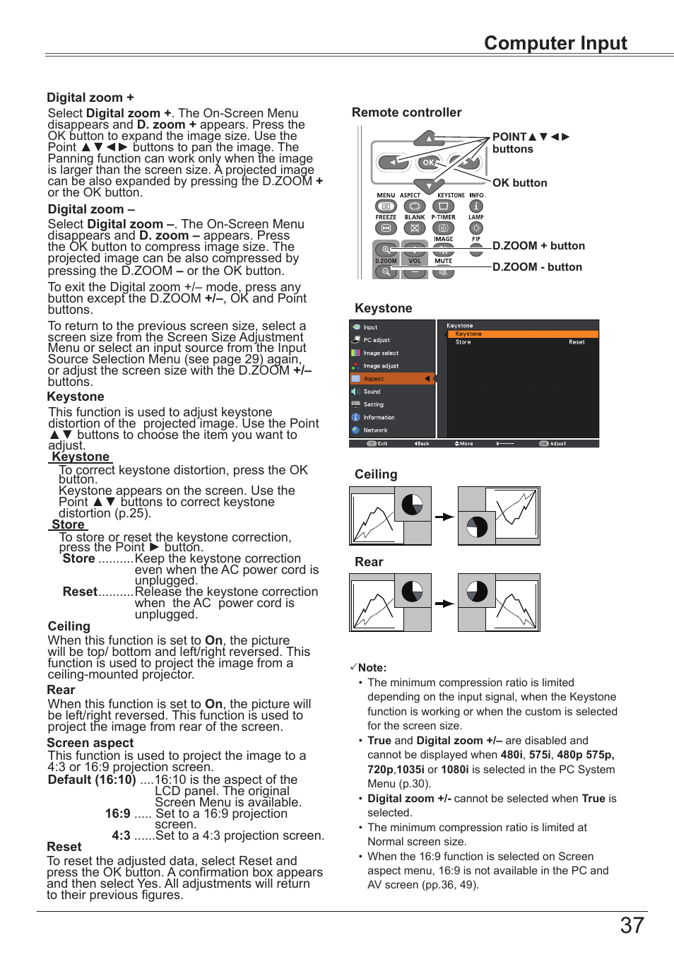 Computer input | Canon LV-8320 User Manual | Page 37 / 81