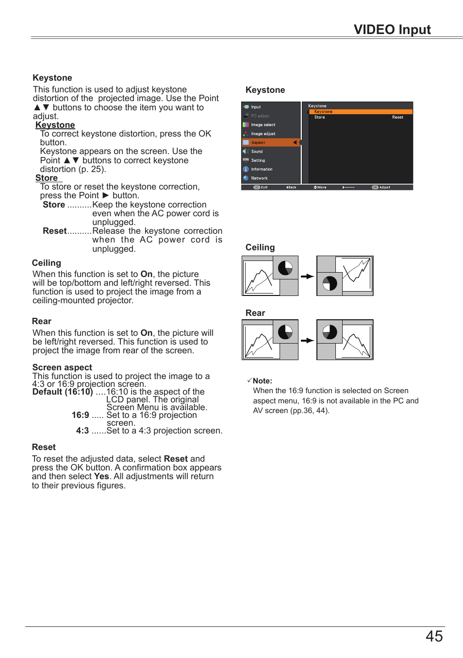 Video input | Canon LV-8320 User Manual | Page 45 / 81