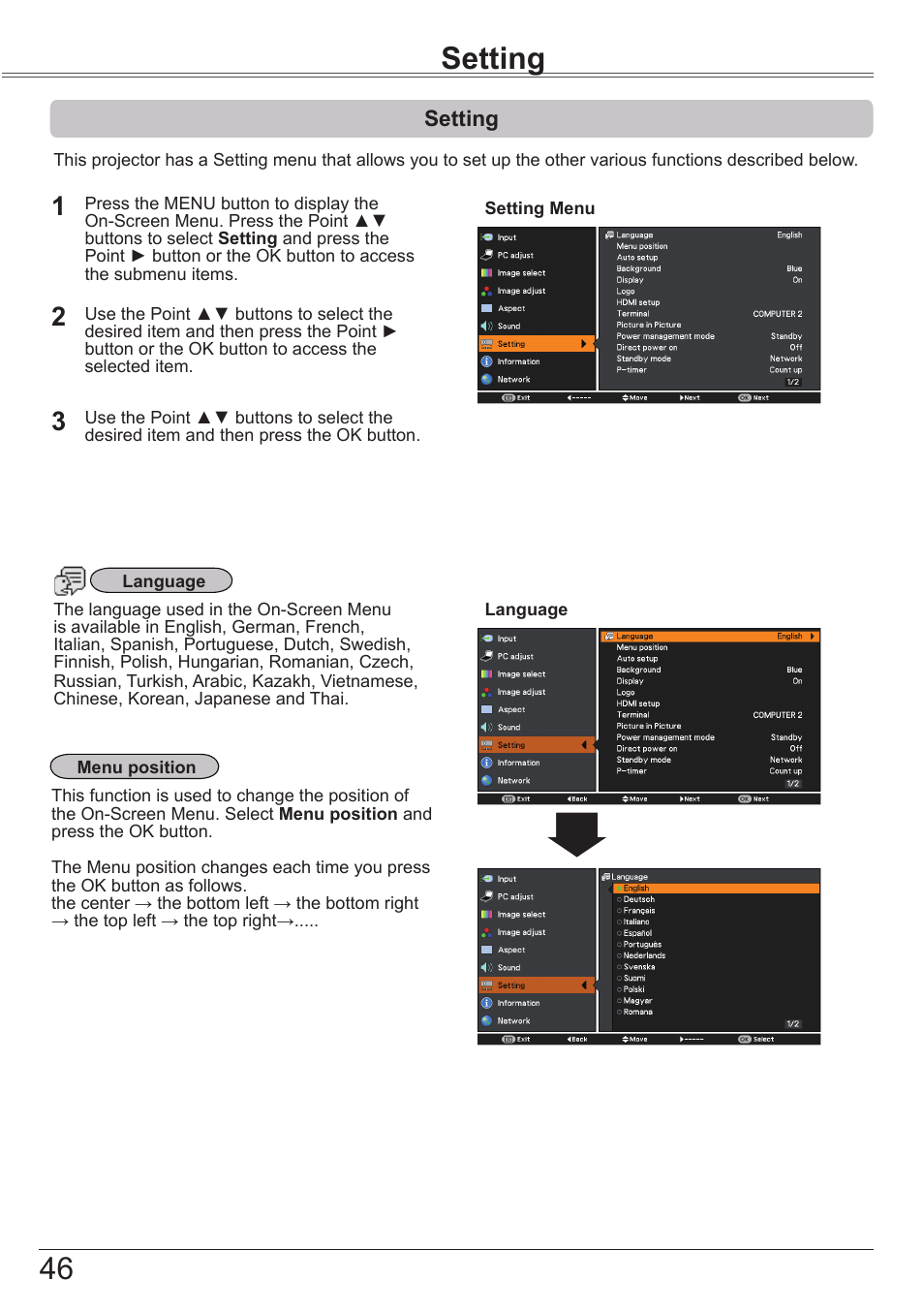 Setting | Canon LV-8320 User Manual | Page 46 / 81