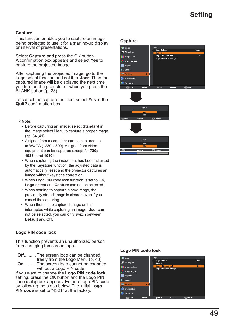 Setting | Canon LV-8320 User Manual | Page 49 / 81