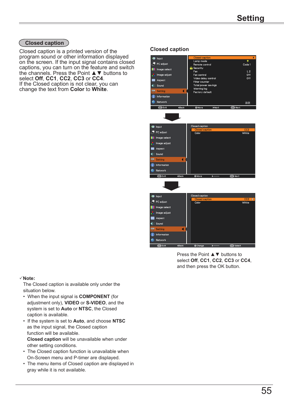 Setting | Canon LV-8320 User Manual | Page 55 / 81