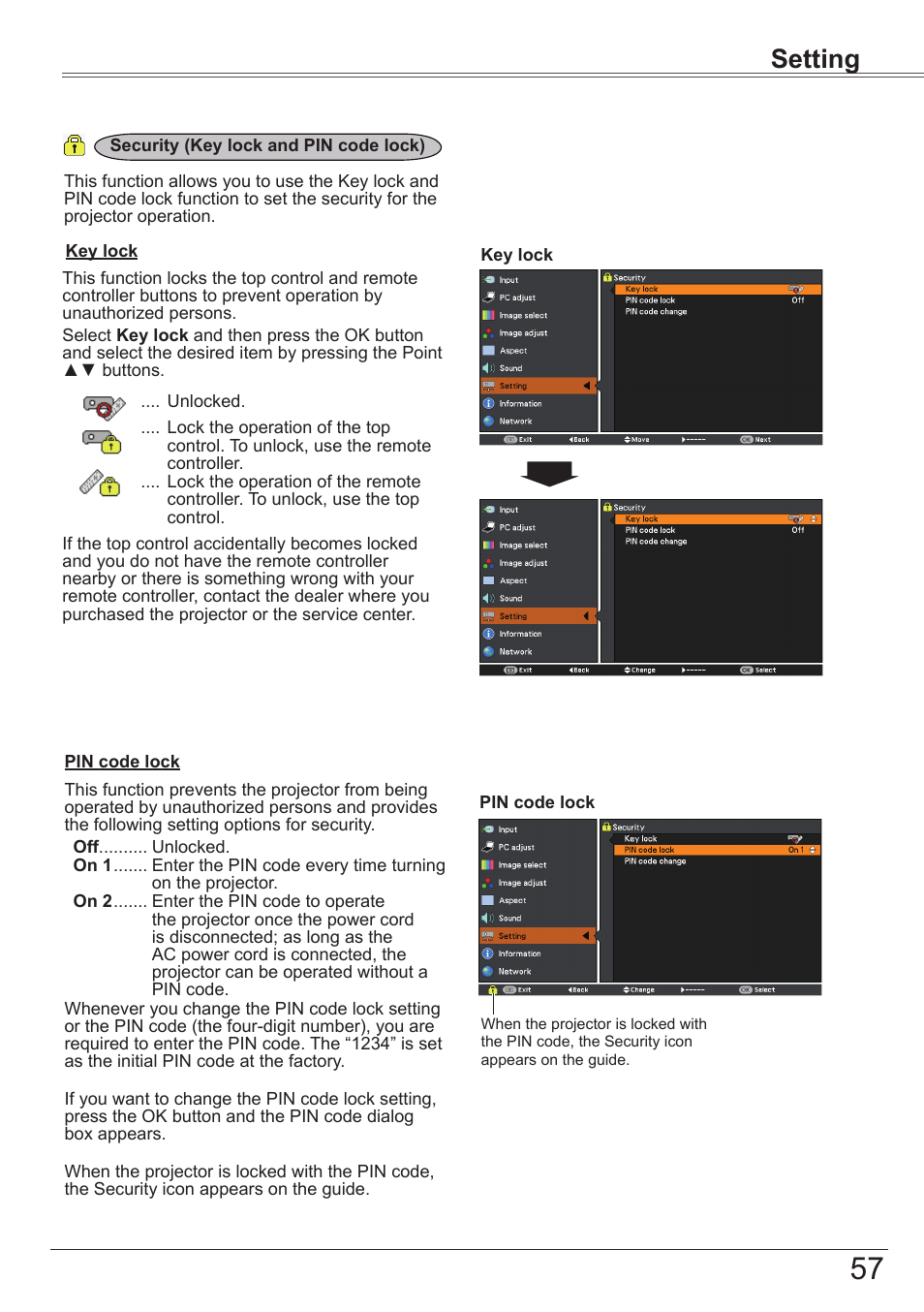 Setting | Canon LV-8320 User Manual | Page 57 / 81