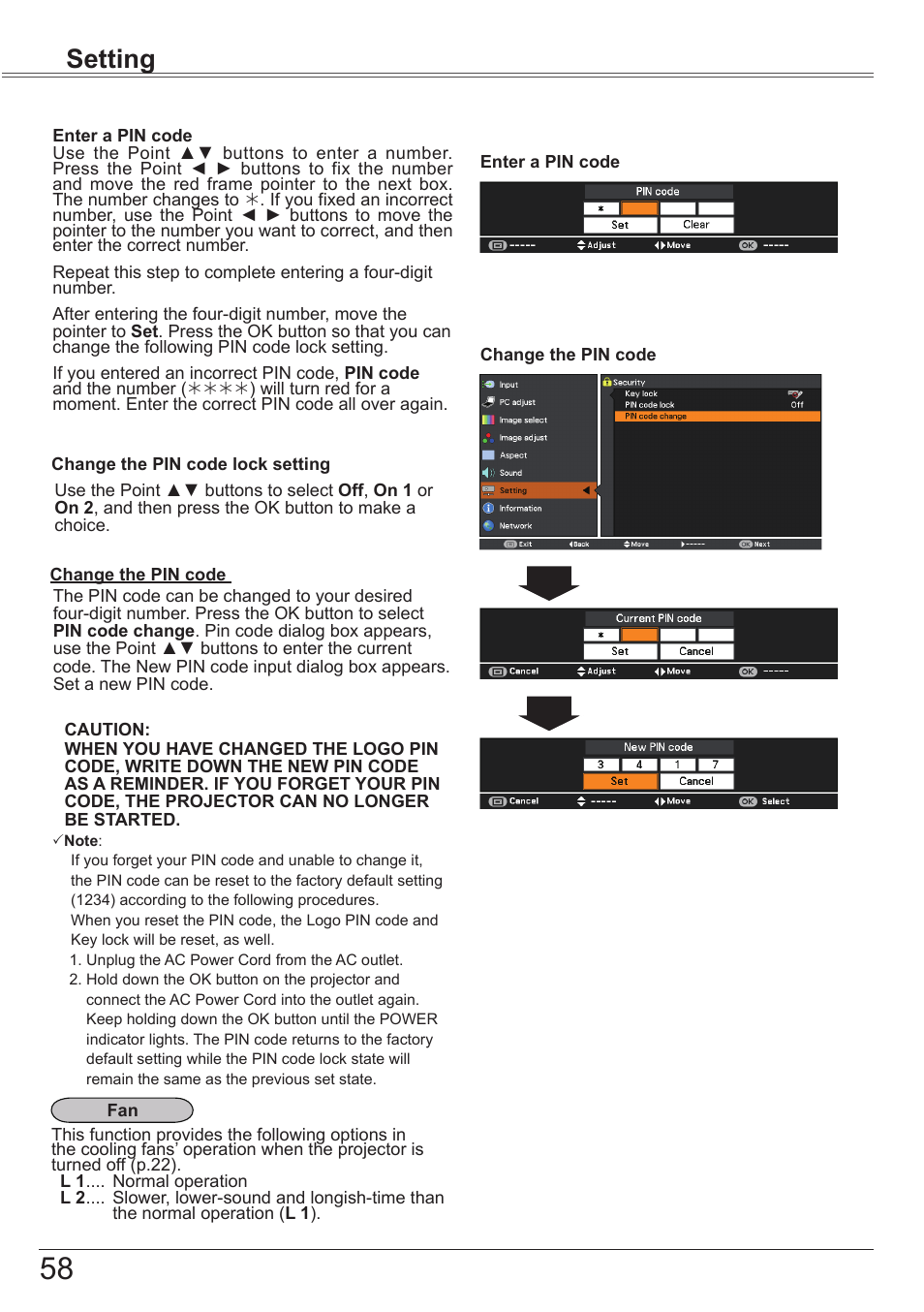 Setting | Canon LV-8320 User Manual | Page 58 / 81