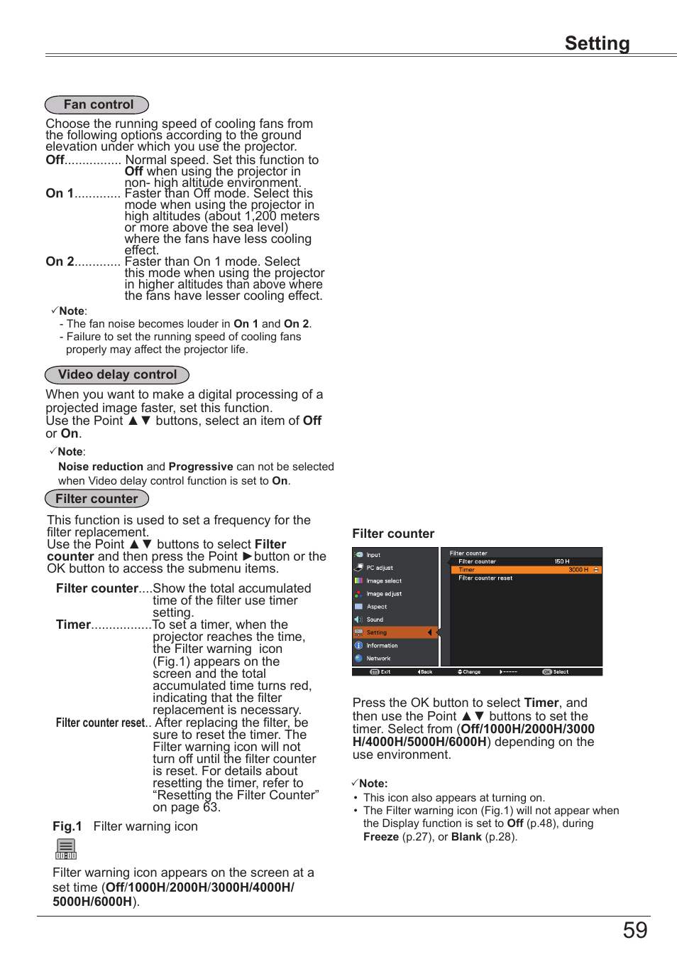 Setting | Canon LV-8320 User Manual | Page 59 / 81