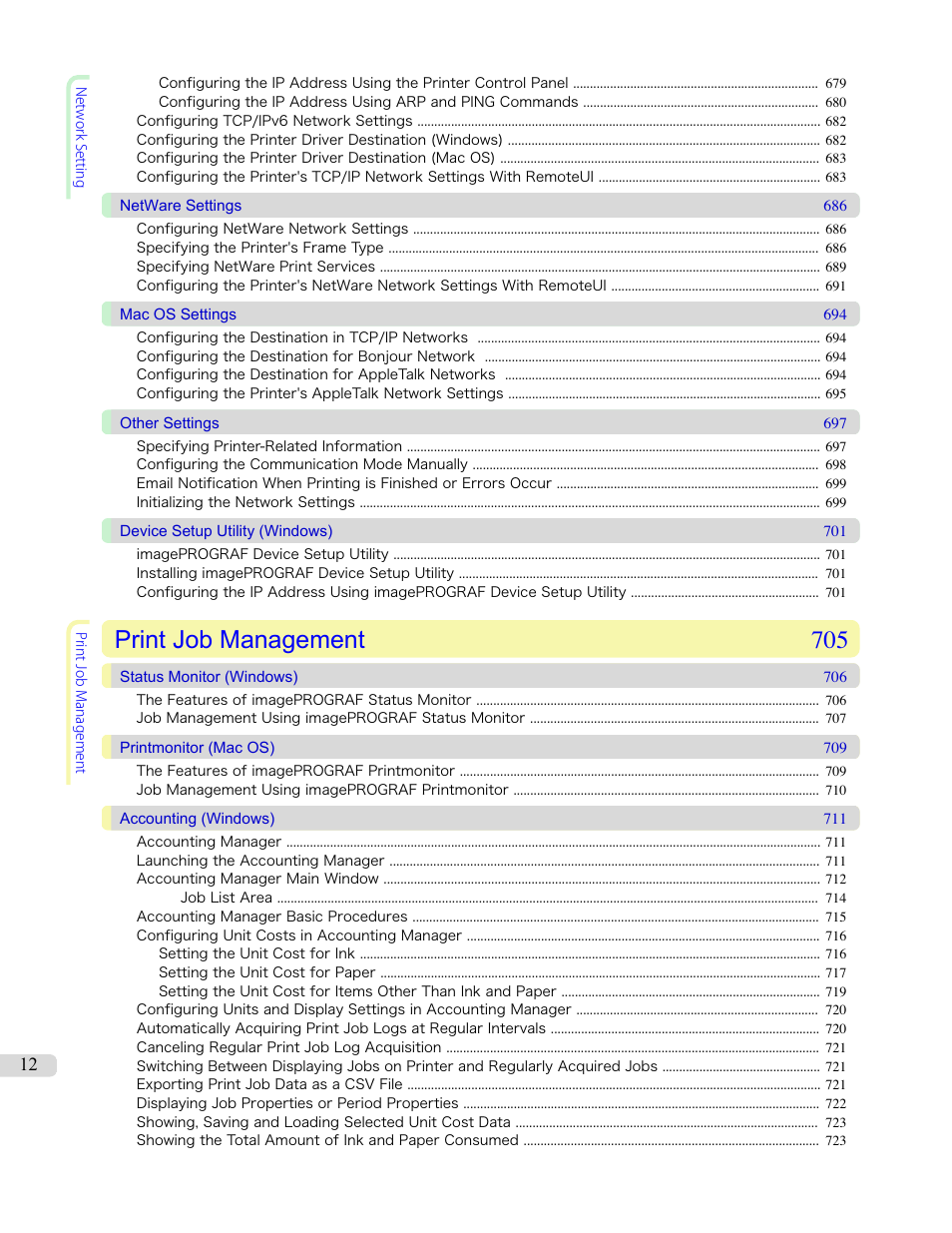 Print job management 705 | Canon imagePROGRAF iPF8400S User Manual | Page 12 / 1004