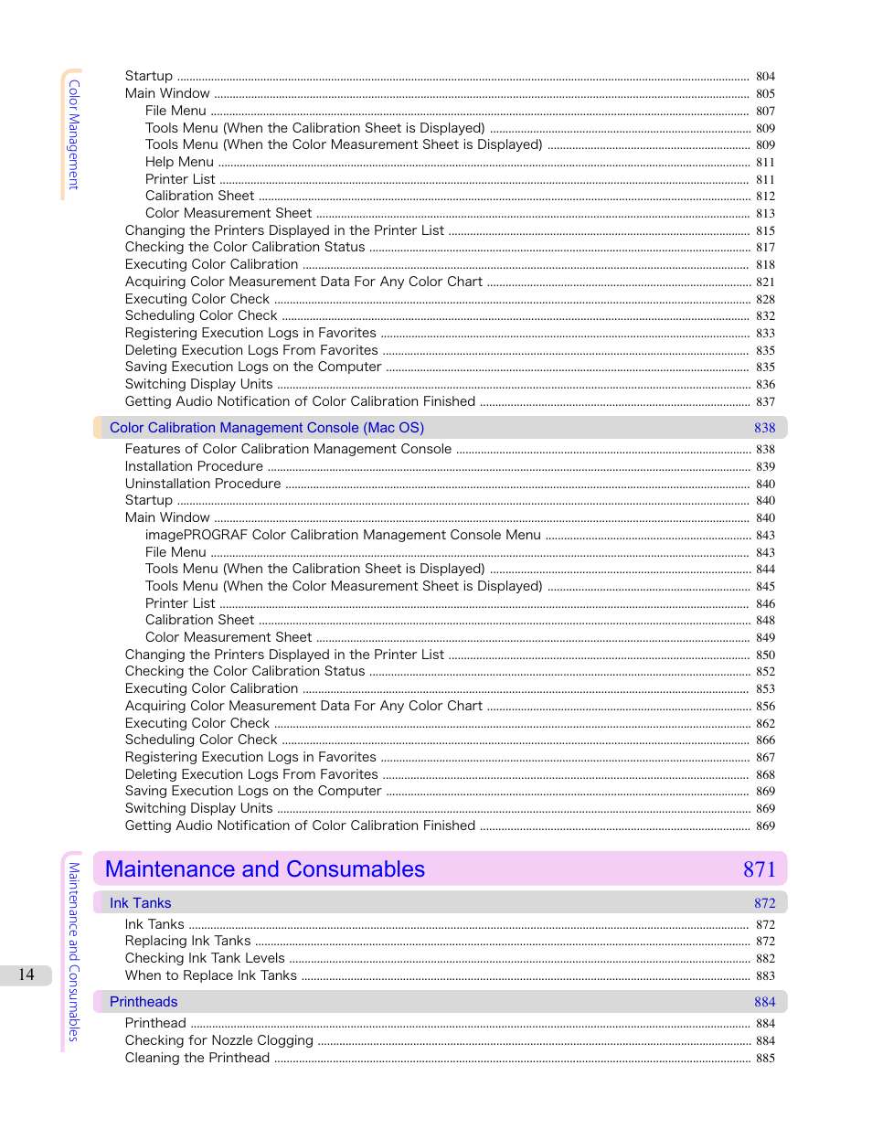 Maintenance and consumables 871 | Canon imagePROGRAF iPF8400S User Manual | Page 14 / 1004