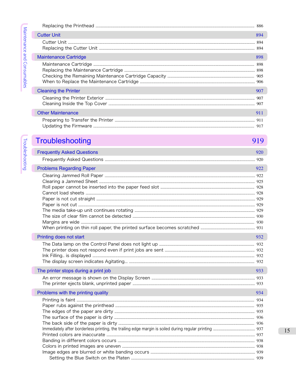 Troubleshooting 919 | Canon imagePROGRAF iPF8400S User Manual | Page 15 / 1004