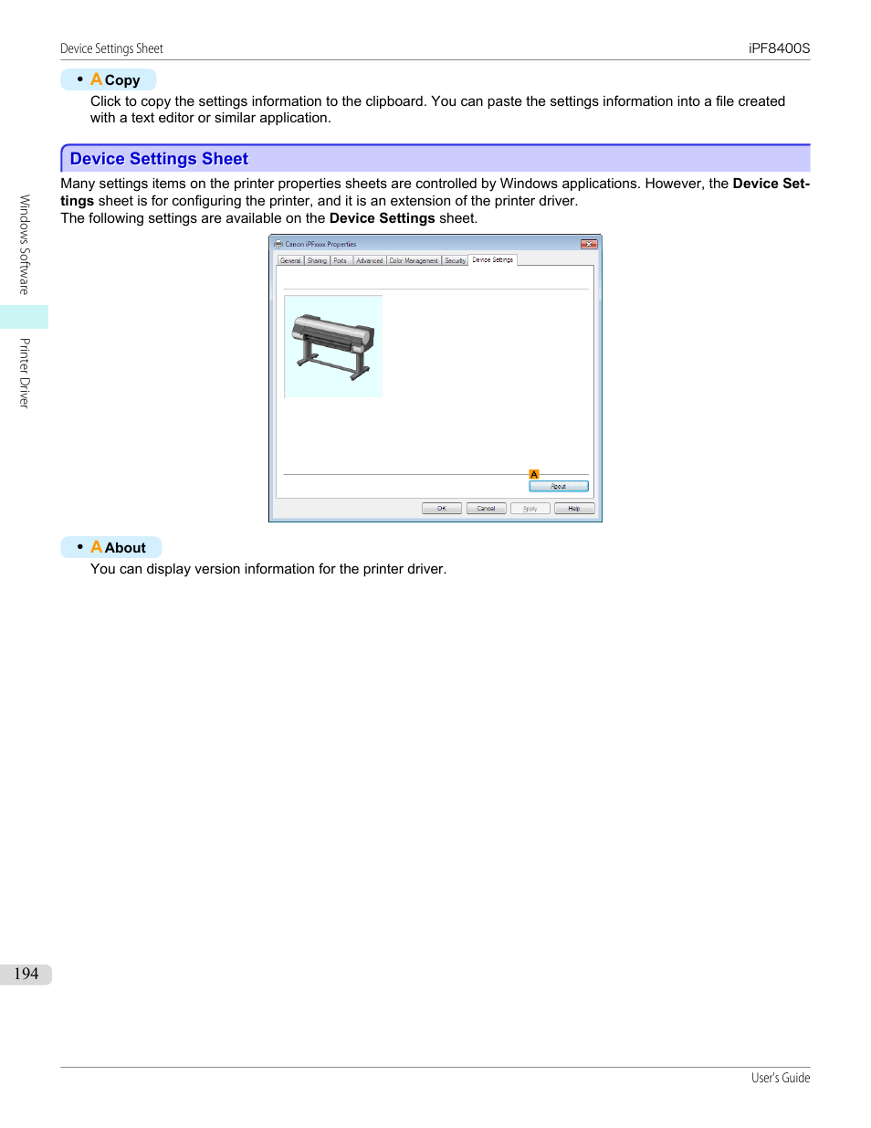 Device settings sheet, P.194 | Canon imagePROGRAF iPF8400S User Manual | Page 194 / 1004