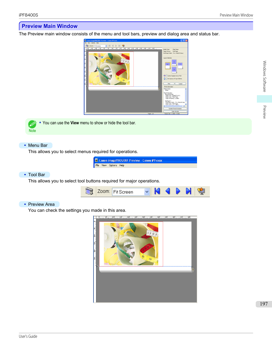 Preview main window | Canon imagePROGRAF iPF8400S User Manual | Page 197 / 1004