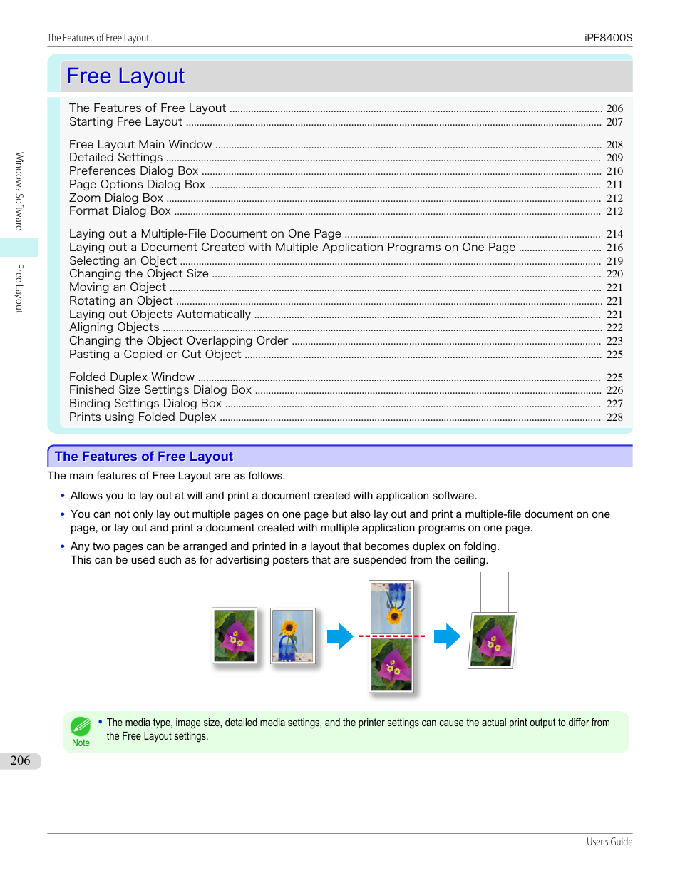 Free layout, The features of free layout, P.206 | Canon imagePROGRAF iPF8400S User Manual | Page 206 / 1004