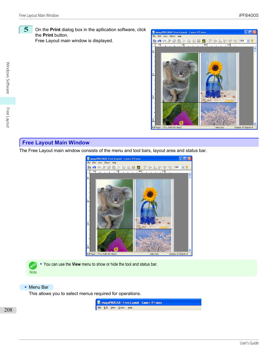 Free layout main window | Canon imagePROGRAF iPF8400S User Manual | Page 208 / 1004