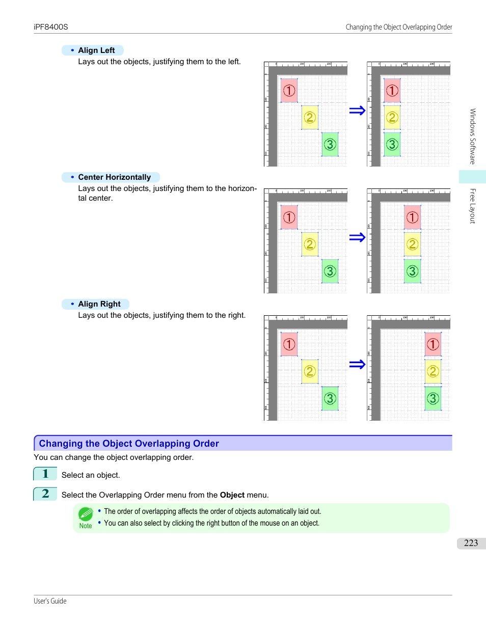 Changing the object overlapping order | Canon imagePROGRAF iPF8400S User Manual | Page 223 / 1004