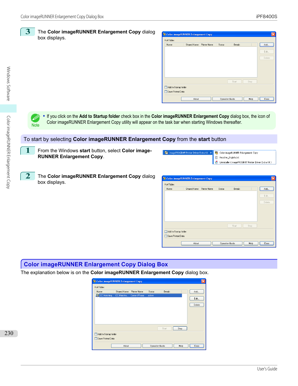 Color imagerunner enlargement copy dialog box | Canon imagePROGRAF iPF8400S User Manual | Page 230 / 1004