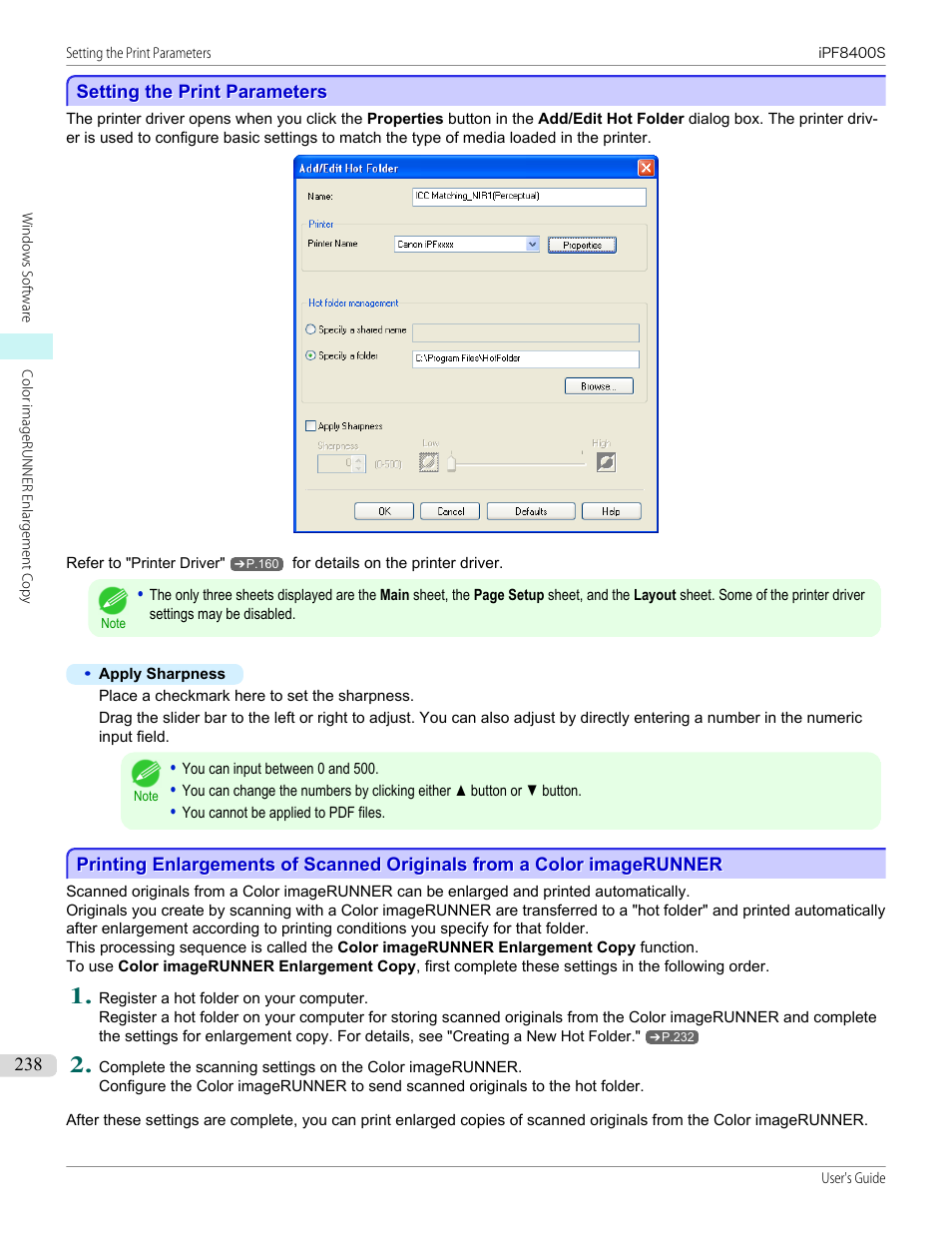 Setting the print parameters, P.238 | Canon imagePROGRAF iPF8400S User Manual | Page 238 / 1004