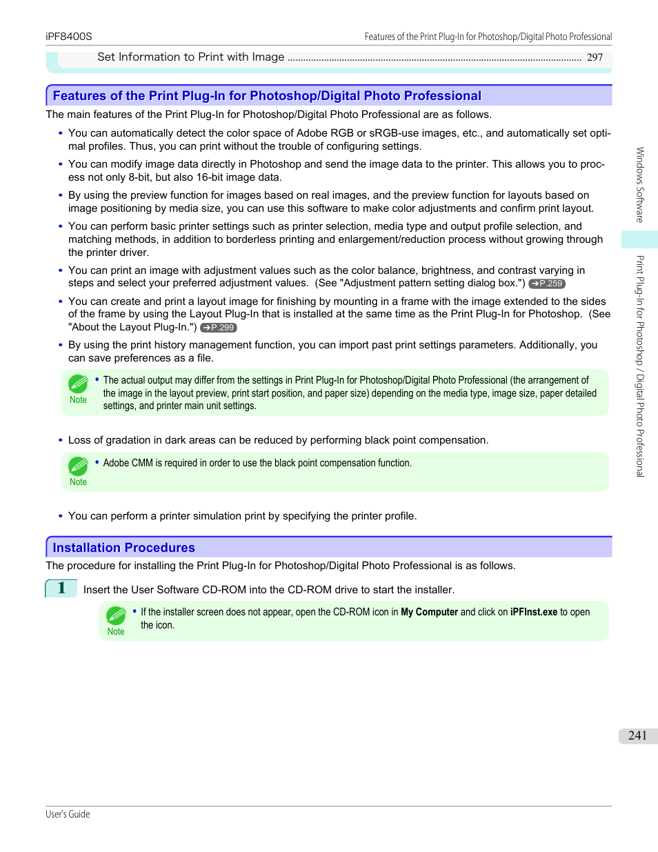 Installation procedures | Canon imagePROGRAF iPF8400S User Manual | Page 241 / 1004