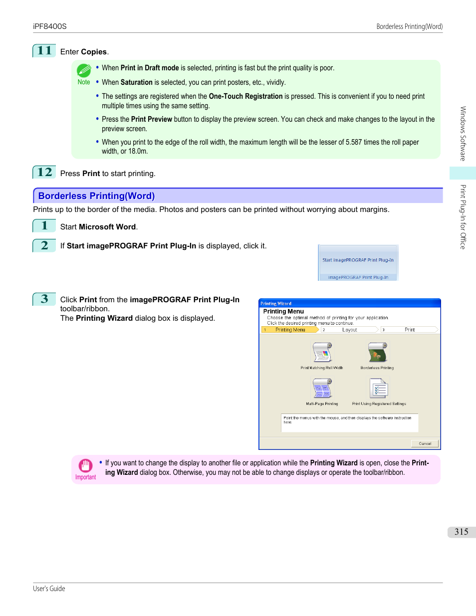 Borderless printing(word) | Canon imagePROGRAF iPF8400S User Manual | Page 315 / 1004