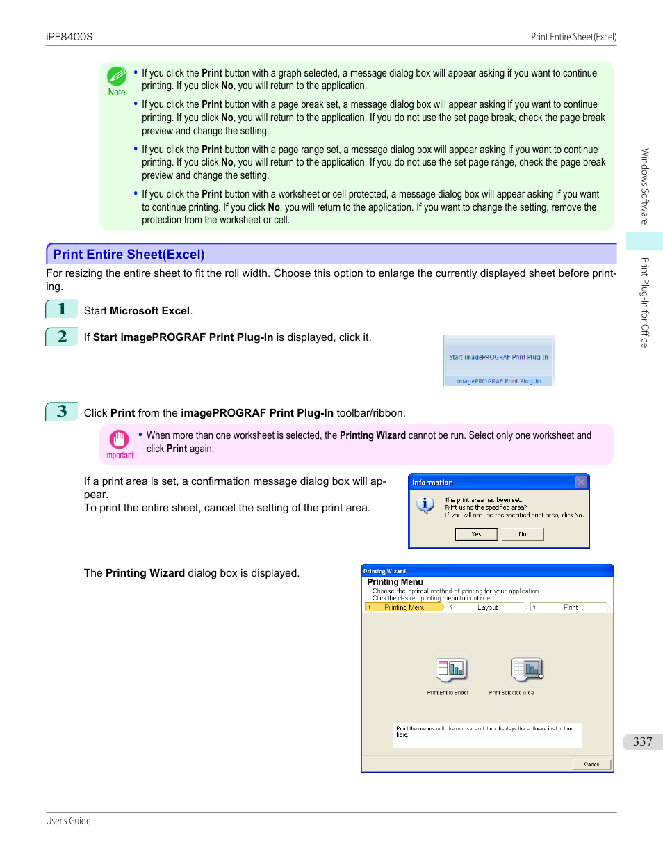 Print entire sheet(excel) | Canon imagePROGRAF iPF8400S User Manual | Page 337 / 1004