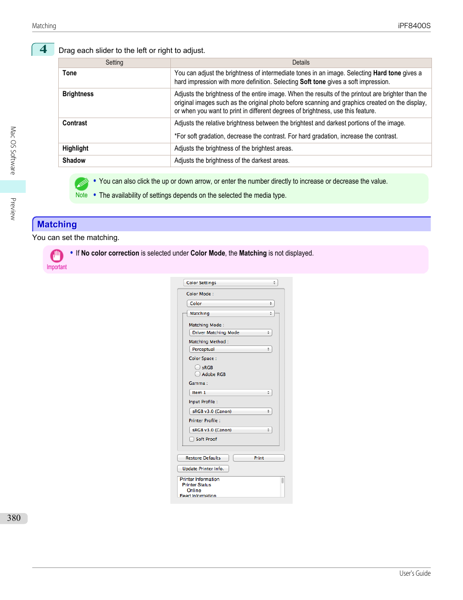Matching, P.380 | Canon imagePROGRAF iPF8400S User Manual | Page 380 / 1004