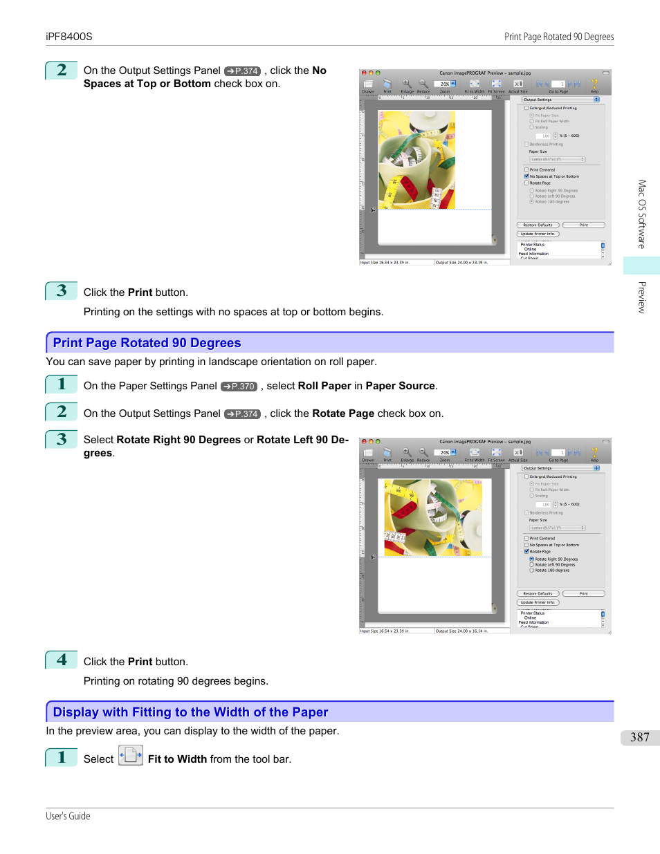Display with fitting to the width of the paper | Canon imagePROGRAF iPF8400S User Manual | Page 387 / 1004