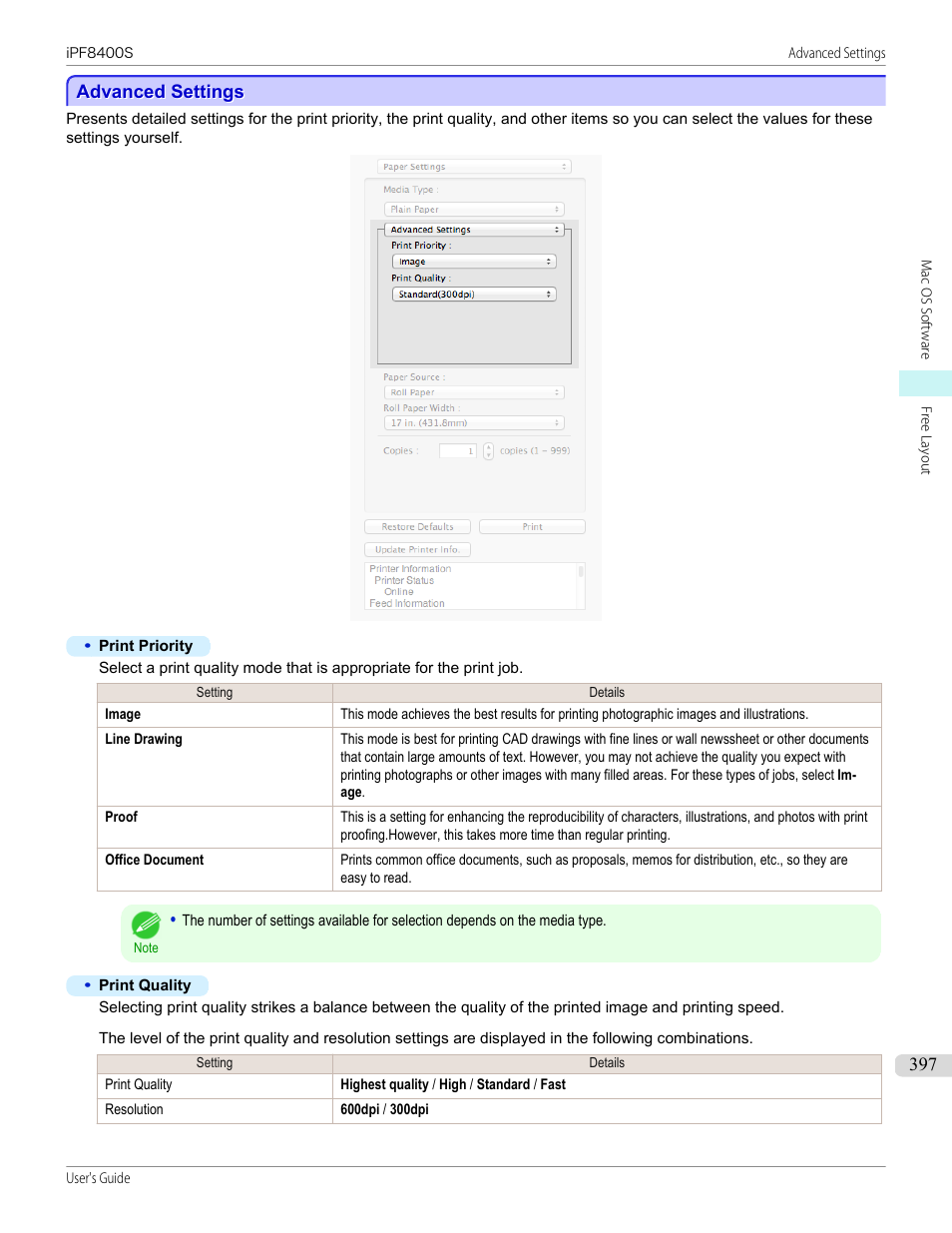 Advanced settings, P.397 | Canon imagePROGRAF iPF8400S User Manual | Page 397 / 1004
