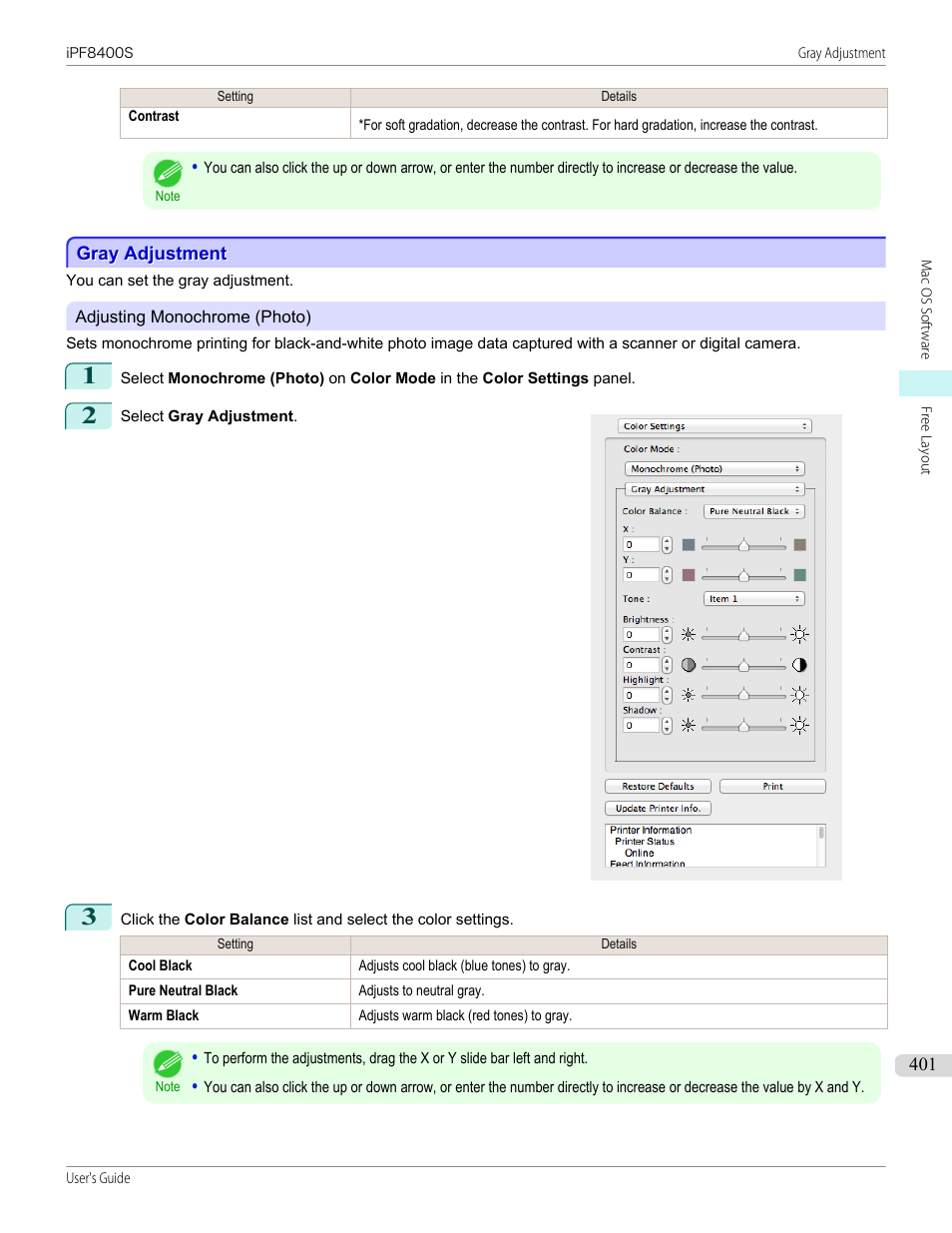 Gray adjustment, P.401 | Canon imagePROGRAF iPF8400S User Manual | Page 401 / 1004