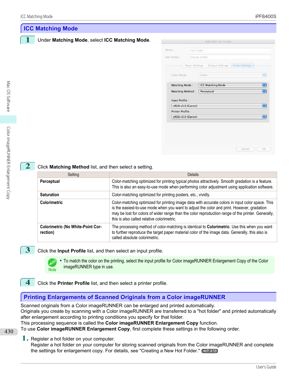 Icc matching mode, P.430 | Canon imagePROGRAF iPF8400S User Manual | Page 430 / 1004