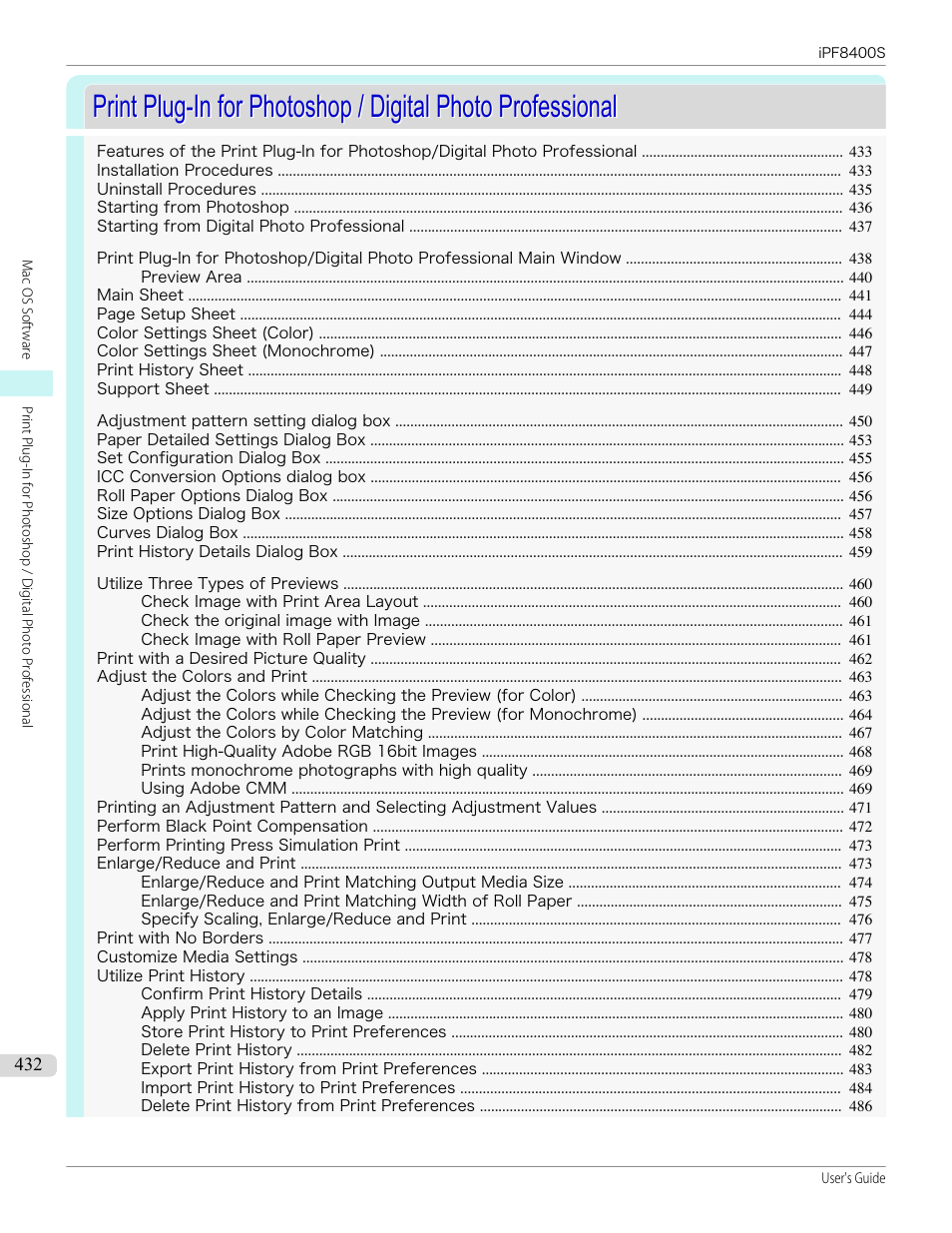 Print plug-in (macintosh), P.432 | Canon imagePROGRAF iPF8400S User Manual | Page 432 / 1004