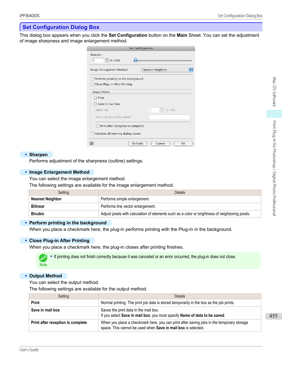 Set configuration dialog box, See "set configuration dialog box, P.455 | Canon imagePROGRAF iPF8400S User Manual | Page 455 / 1004