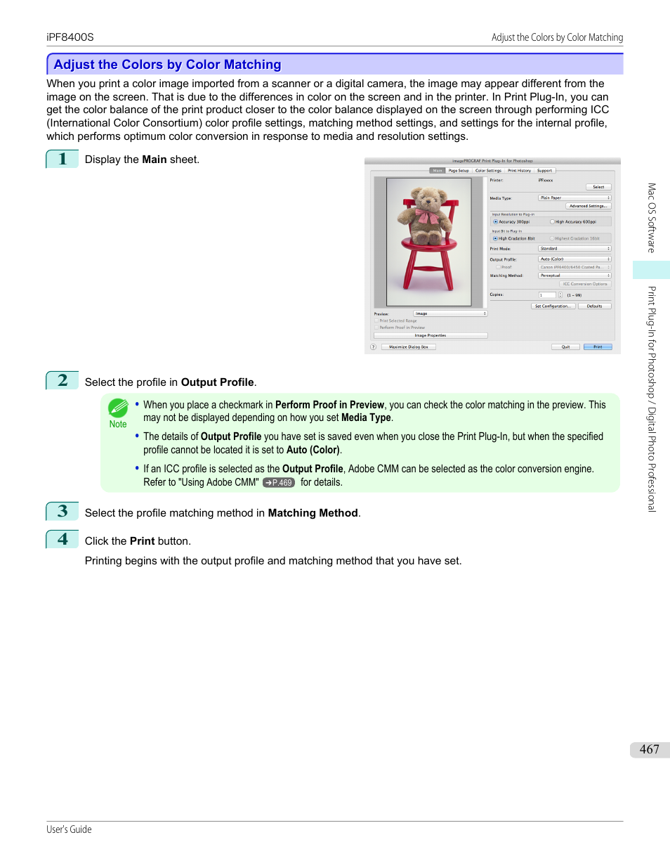 Adjust the colors by color matching, P.467 | Canon imagePROGRAF iPF8400S User Manual | Page 467 / 1004