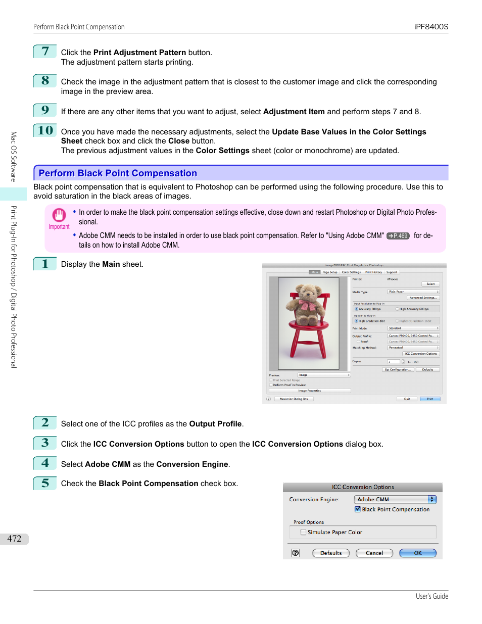 Perform black point compensation | Canon imagePROGRAF iPF8400S User Manual | Page 472 / 1004