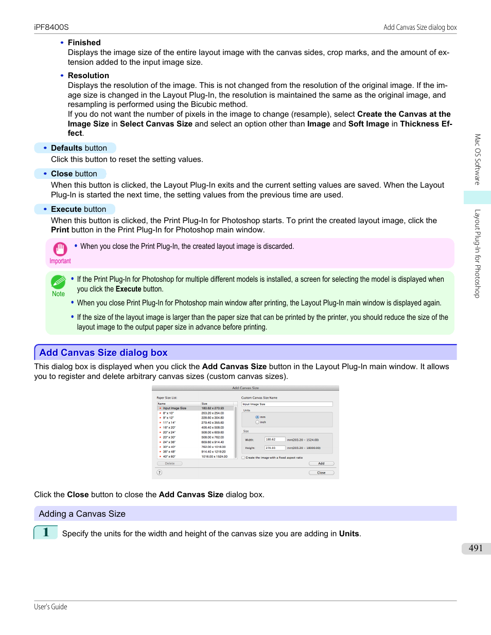 Add canvas size dialog box | Canon imagePROGRAF iPF8400S User Manual | Page 491 / 1004