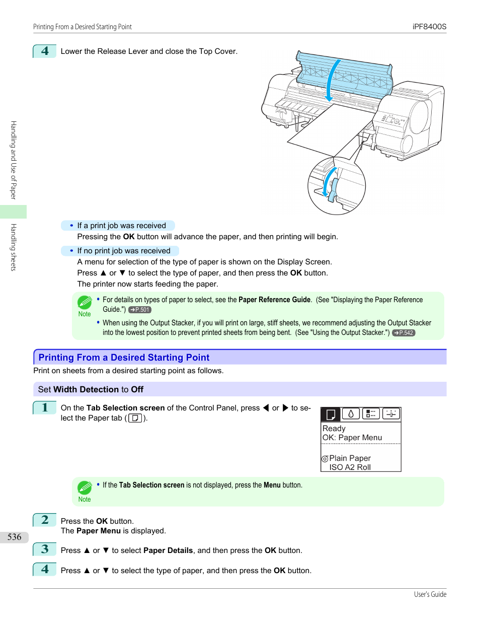 Printing from a desired starting point | Canon imagePROGRAF iPF8400S User Manual | Page 536 / 1004