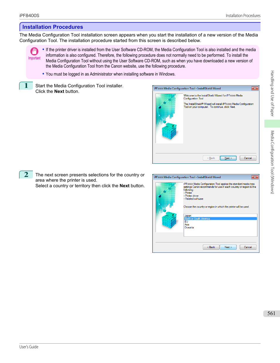 Installation procedures | Canon imagePROGRAF iPF8400S User Manual | Page 561 / 1004