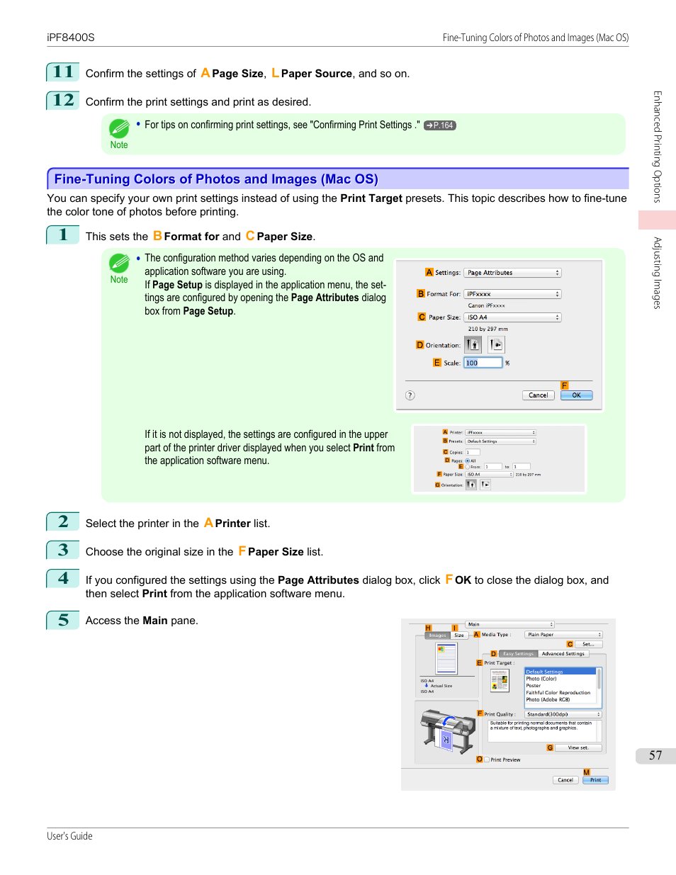 Fine-tuning colors of photos and images (mac os), P.57 | Canon imagePROGRAF iPF8400S User Manual | Page 57 / 1004