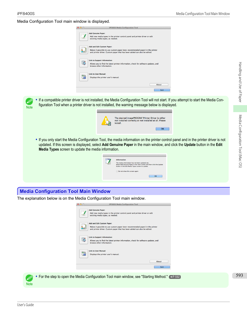 Media configuration tool main window | Canon imagePROGRAF iPF8400S User Manual | Page 593 / 1004