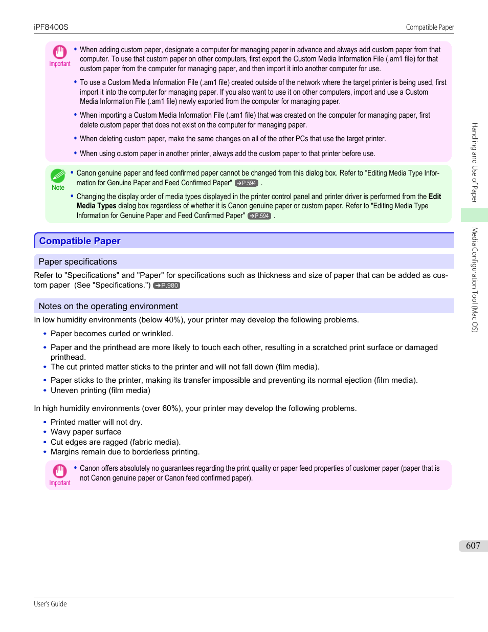 Compatible paper | Canon imagePROGRAF iPF8400S User Manual | Page 607 / 1004