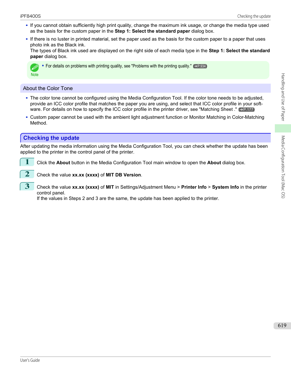 Checking the update | Canon imagePROGRAF iPF8400S User Manual | Page 619 / 1004