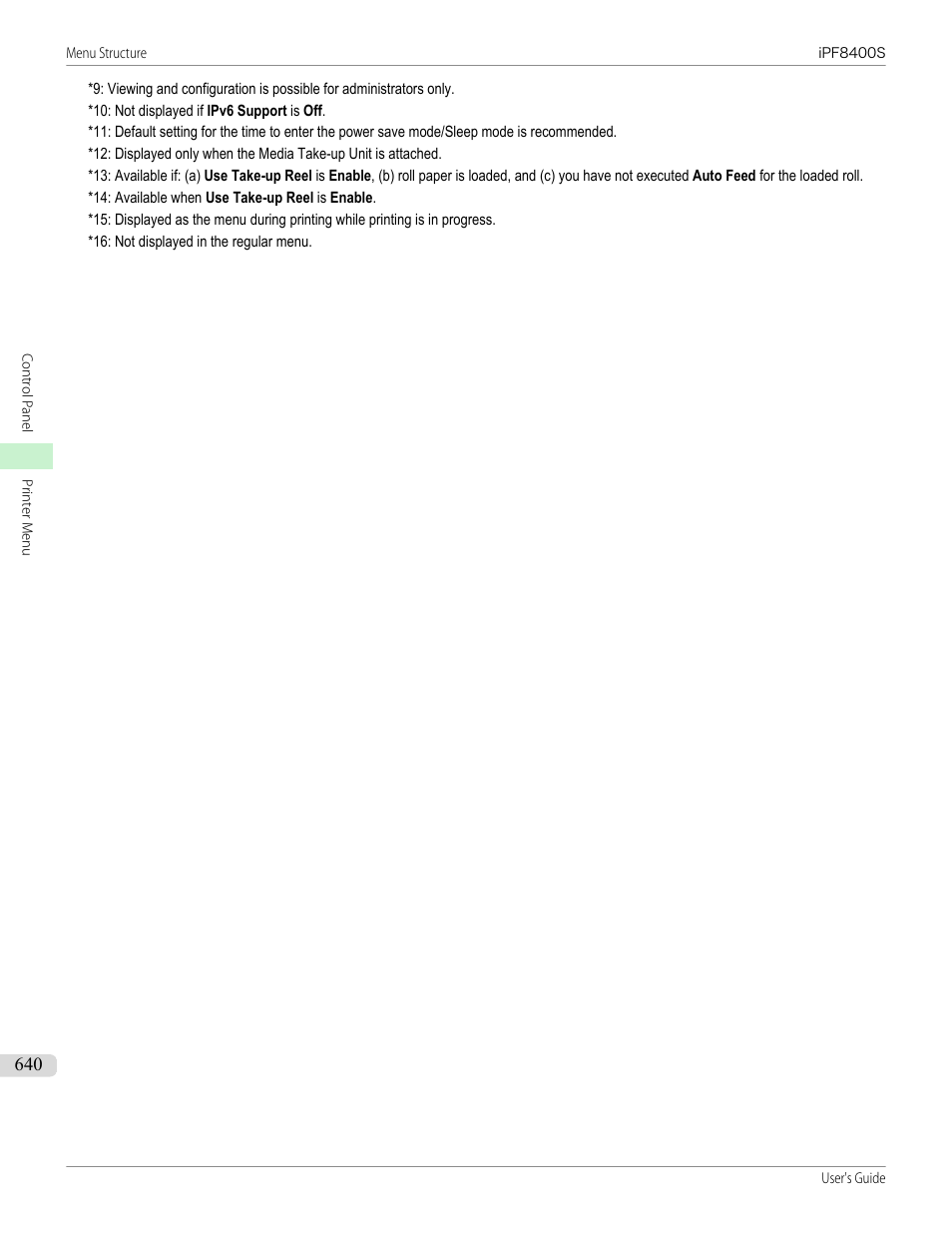 Ip address(*9), Subnet mask(*9, Default g/w(*9) | Date(*9, Pri. dns srvaddr(*9, Sec. dns srvaddr(*9), Dns host name(*9), Dns domain name(*9), Er(*11 | Canon imagePROGRAF iPF8400S User Manual | Page 640 / 1004