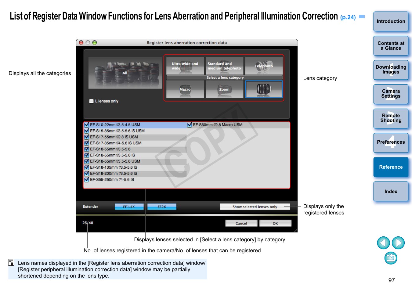 P.97, Cop y | Canon EOS Rebel SL1 18-55mm IS STM Lens Kit User Manual | Page 98 / 109