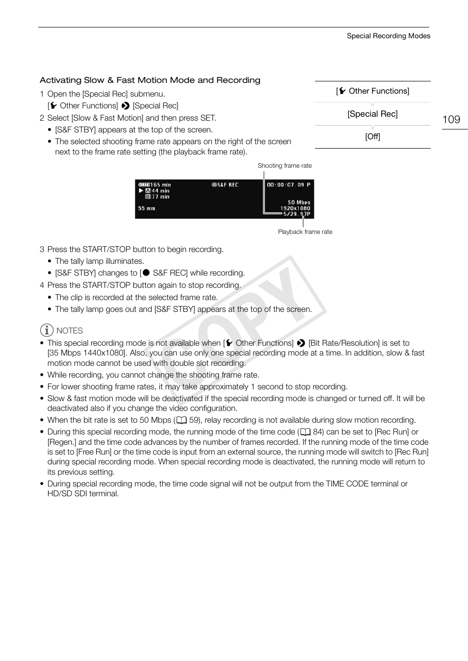 Cop y | Canon EOS C300 PL User Manual | Page 109 / 196