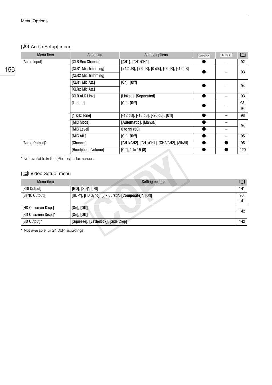 Cop y | Canon EOS C300 PL User Manual | Page 156 / 196