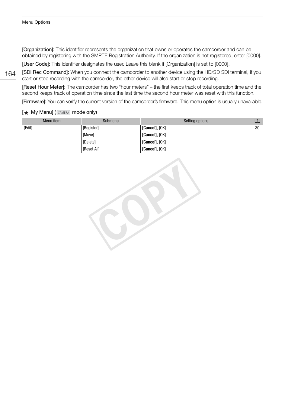 Cop y | Canon EOS C300 PL User Manual | Page 164 / 196