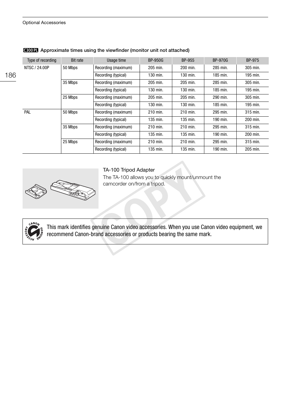 Cop y | Canon EOS C300 PL User Manual | Page 186 / 196