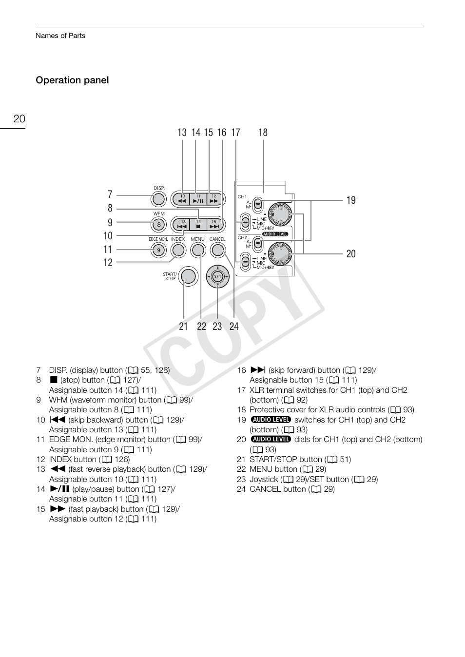 Cop y | Canon EOS C300 PL User Manual | Page 20 / 196