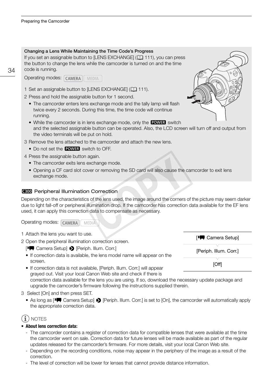 Cop y | Canon EOS C300 PL User Manual | Page 34 / 196